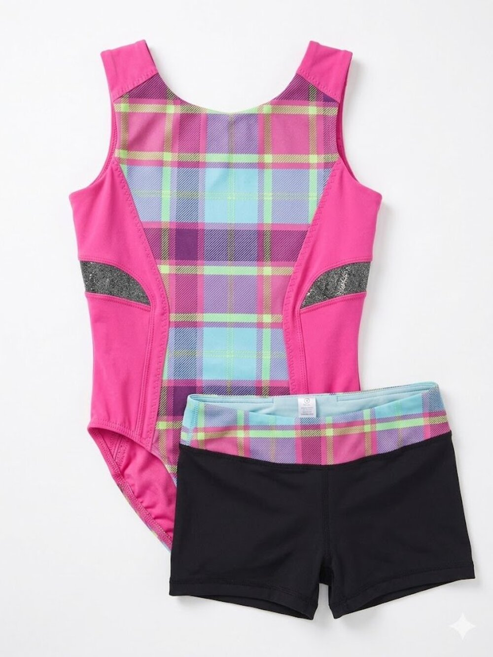 Ivivva Girl by Lululemon 🍋Pink bodysuit and black rhythmic shorts size 12